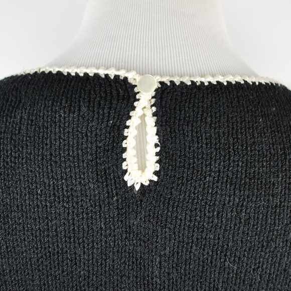 Vintage 80s Lara Ferrante Short Sleeve Angora Trim Sweater M - Picture 8 of 9